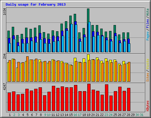 Daily usage for February 2013