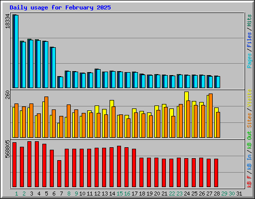 Daily usage for February 2025