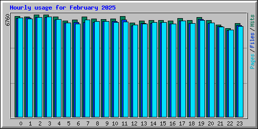 Hourly usage for February 2025